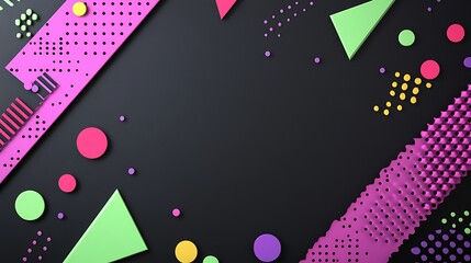 Obraz premium Abstract geometric shapes on dark background. Colorful composition. Potential use for design inspiration