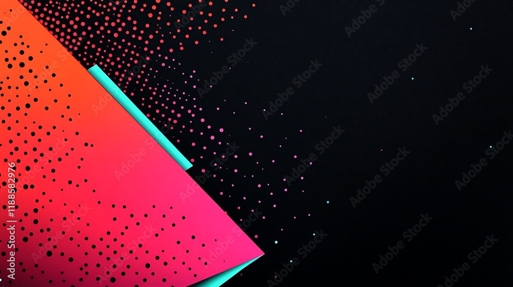 Poster abstract geometric shapes, vibrant colors, dark background. possible use for graphic design