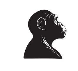 Monkey head silhouette vector style with white background.