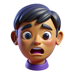 3D Render of a Young Boy with Shocked Expression in Cartoon Style
