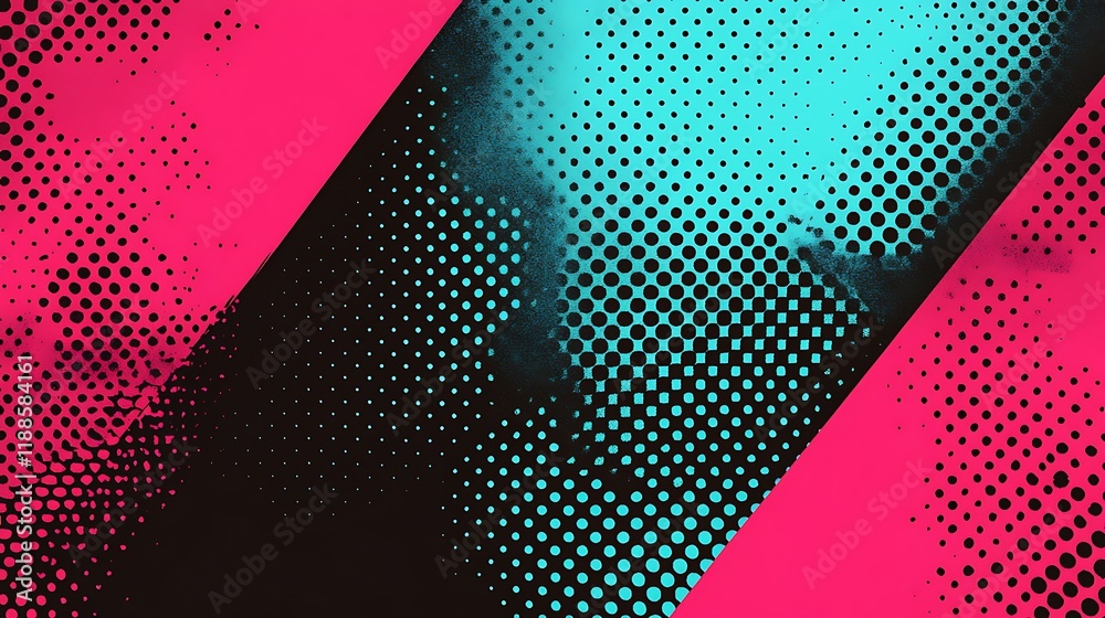 Poster Abstract design with diagonal stripes, dots, and color gradients. Possible use Background image