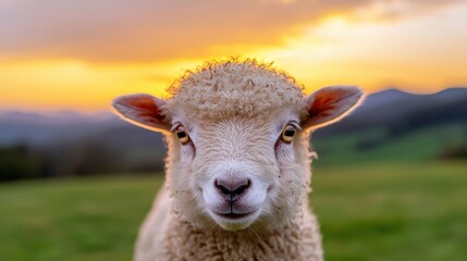 Fototapeta premium A close up of a sheep looking at the camera
