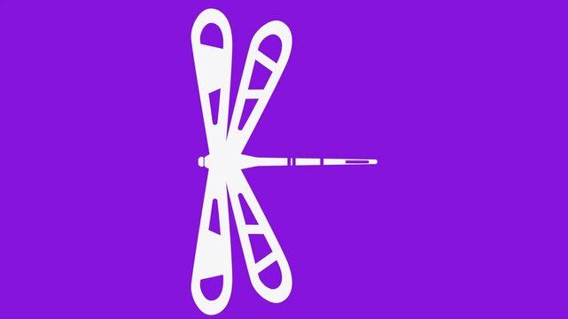 Silhouette of a dragonfly. Minimal modern seamless motion design. Abstract loop animation