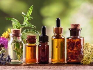 Assorted herbal bottles 