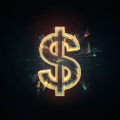 3D dollar sign symbol, metallic texture, steampunk architecture, glowing interior lights, intricate gears and machinery, dark background, teal and gold color scheme, industrial aesthetic, high contras