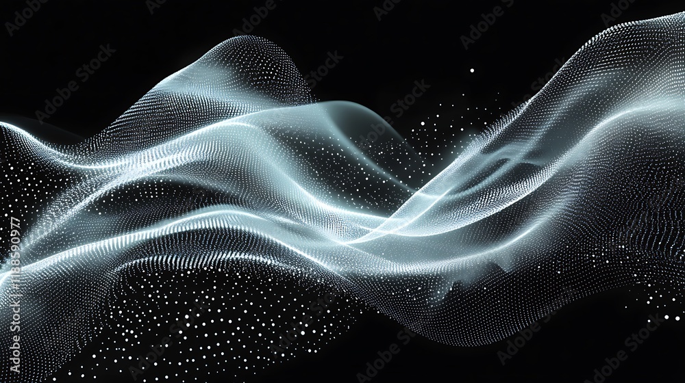 Poster Abstract digital waves on black background. Possible use for technology presentations