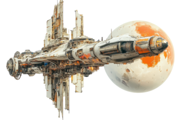 Space station orbiting a distant planet in the cosmic expanse demonstrating exploration