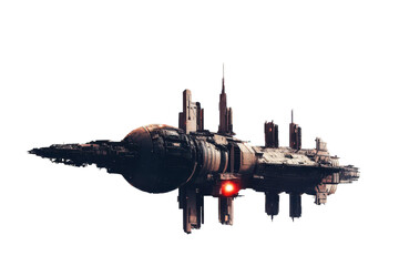 Futuristic Space Station Orbiting a Red Dwarf Star in a Distant Galactic System
