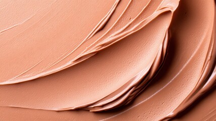 Close up texture of whipped choco cream. Color of the year 2025 Mocha Mousse. Macro of chocolate ganache texture.
