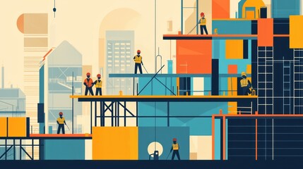 Fototapeta premium Construction Site: Urban Development in Progress