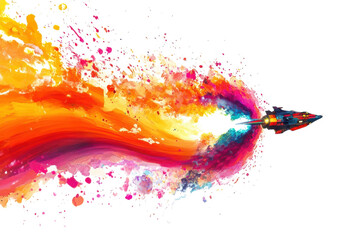 Futuristic spaceship entering a vibrant wormhole with swirling bright colors and lights