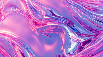 Fototapeta premium 3D abstract architecture building curve lines wavy shape shimmering glass metal background glow blue purple texture pattern