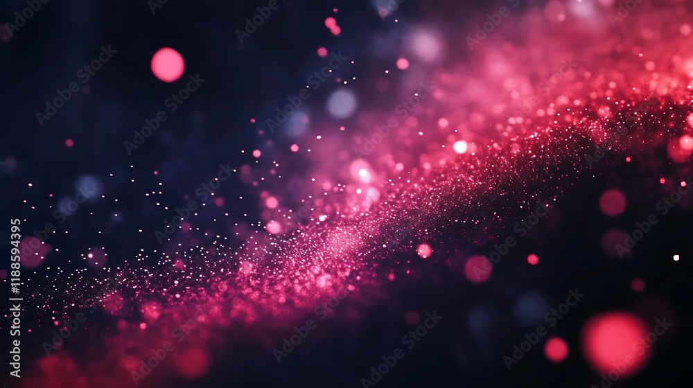 Poster abstract swirling particles, vibrant colors, dark background. possible use presentation background