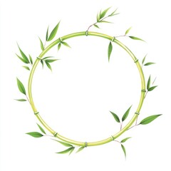 Green Bamboo Branch Forming A Circular Frame