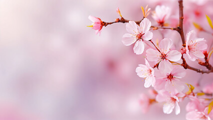 cherry blossom flowers on blurred bokeh