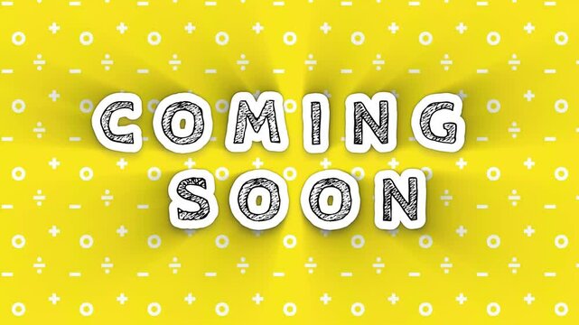 coming soon animated text video on retro yellow background 