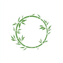 Green Bamboo Circle Frame Natural Design Element