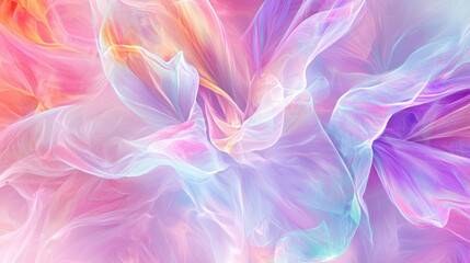 Fototapeta premium Abstract blurred background of colorful rainbow silk floral bouquet flowers, spring soft colors romantic botanical gradient aesthetic flow bloom dreamy vintage texture pattern painting illustration