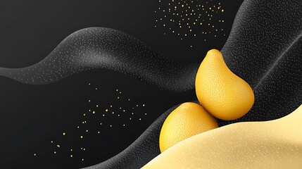Fototapeta premium Abstract fruit design, flowing shapes, yellow fruits, modern