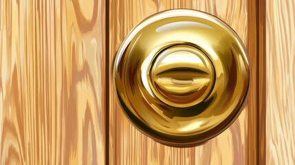 Fototapeta premium Golden Door Handle on a Wooden Door: A Stunning Architectural Detail