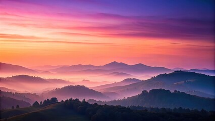 Obraz premium Pastel Lilac Sunset Over Hills , sunset, pastel, sunset, pastel