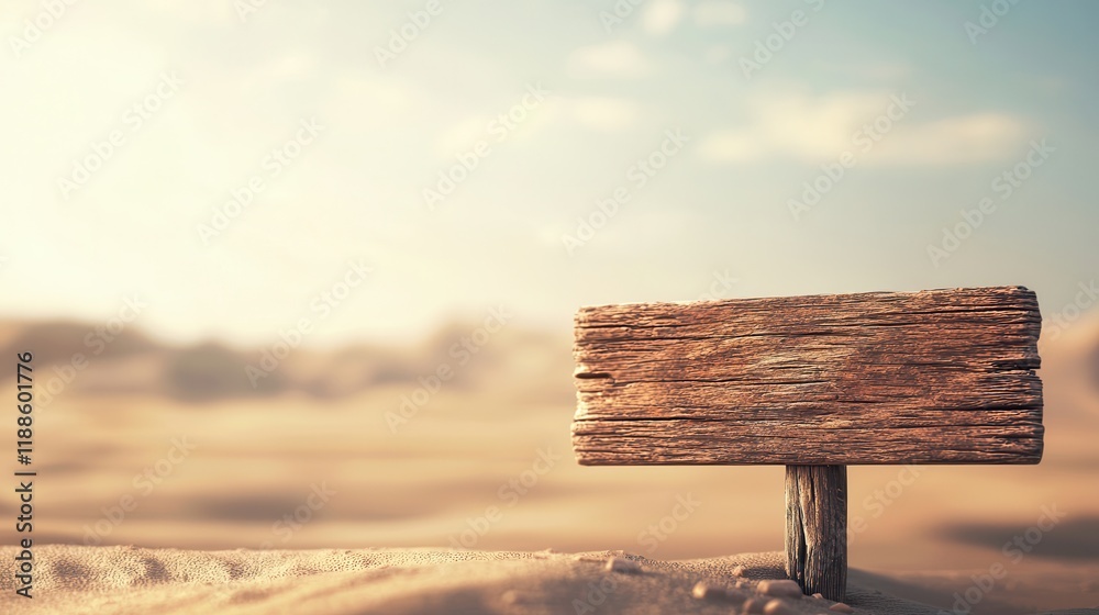 Poster a weathered signpost stands alone in a vast desert landscape, highlighting isolation and the beauty 