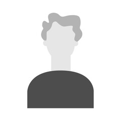 Vector flat illustration in grayscale. Icons of man and woman. Avatar, user profile, person icon, profile picture. Suitable for social media profiles, icons, screensavers and as a template.