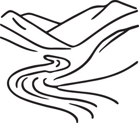 Beautiful valley silhouette vector design, ideal for nature, landscape, and adventure-themed projects. Clean, scalable, and editable EPS file for versatile use. © IconNest