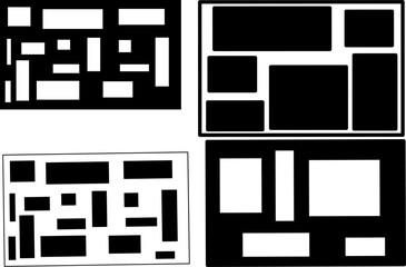 Black and white abstraction. Square elements. Vector image. Stylized vector texture. Seamless vector. Repeating geometric tiles with hexagonal grid.