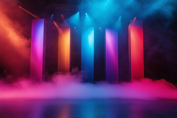 Luxurious Colorful Studio Room with Spotlights: Captivating Background for Product Display or Creative Design