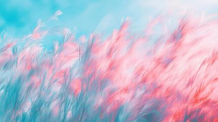 Abstract blurred background of pink blue flowers plants, silk smoke shape beauty fashionable illustration