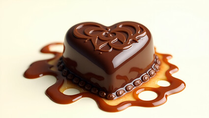 A Delicate Velvet-Smooth Heart-Shaped Chocolate Formed with Love and Precision.
