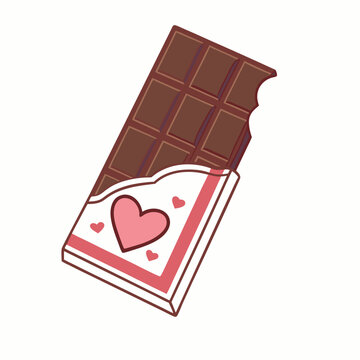 chocolate bar with bite, pink hearts clip art preview