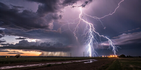 The Power of Nature: A Majestic Storm with Striking Lightning