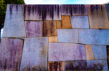 Stone wall of Osaka Castle in Japan