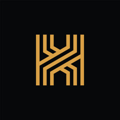 initial letter H monogram three line