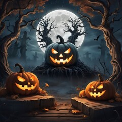 Halloween jack o lantern wallpaper with ghosts scream at the moon background