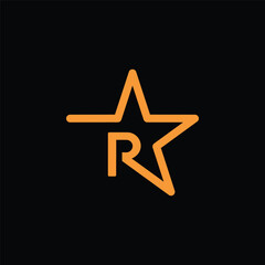 initial letter R with star logo icon vector
