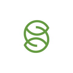 initial letter S leaf nature logo icon design