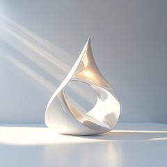 Fototapeta premium Minimalist 3D lamp design isolated on white, featuring a bright light source with sharp contrasts and ample space