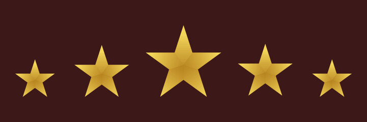 Five stars, brown background.