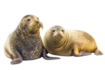 Elephant Seals Resting on a transparent Background for Creative Use