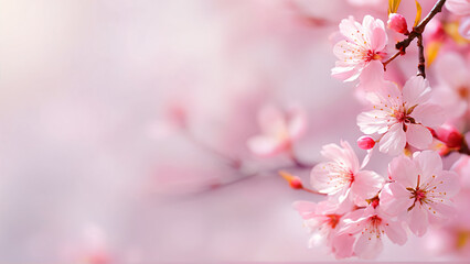 Obraz premium cherry blossom flowers on blurred bokeh