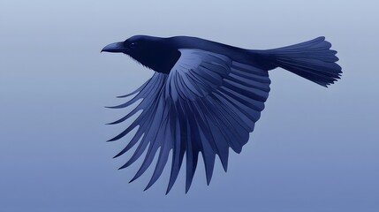 Obraz premium A Dark Blue Raven Soaring Through The Sky