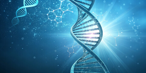 An Engaging Image of a Rotating DNA Molecule Emitting a Radiant Glow, Ideal for Scientific Themes