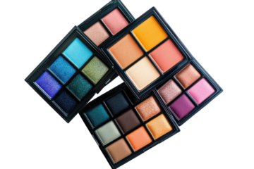 Vibrant Eye Shadow Palettes Isolated on transparent Background Display