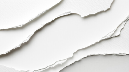 Abstract texture torn paper layered design in white and gray tones