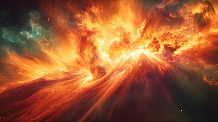 A Captivating Artistic Representation of Extreme Solar Storm Dynamics and Vibrant Solar Flares