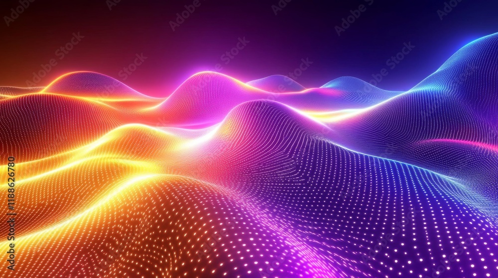 Poster dynamic abstract 3d illustration featuring glowing digital scheme background with futuristic tech el