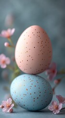Obraz premium Minimalist Easter Eggs with Floral Accents for Chinese New Year Celebration in Soft Pastel Hues